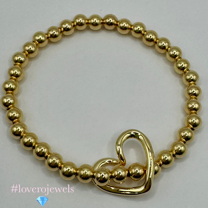 Bracelet, Gold bead open heart