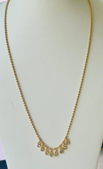 Necklace, Bead chain with cz drops