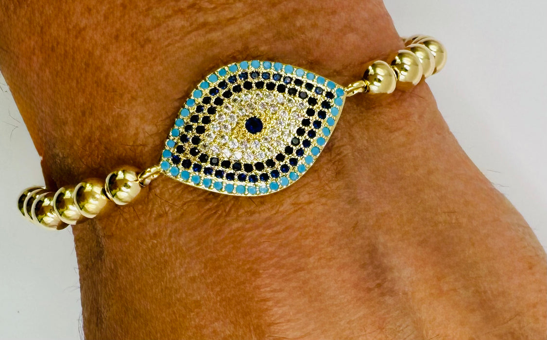 Bracelet, Evil eye gold bead