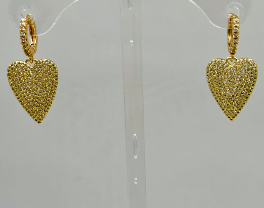 Earrings, Pave Heart