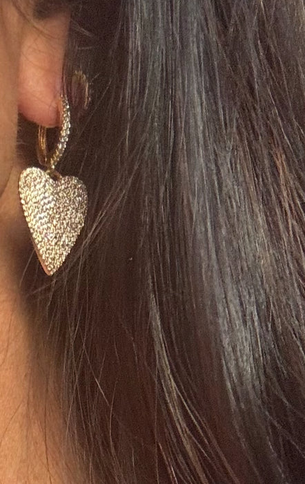 Earrings, Pave Heart